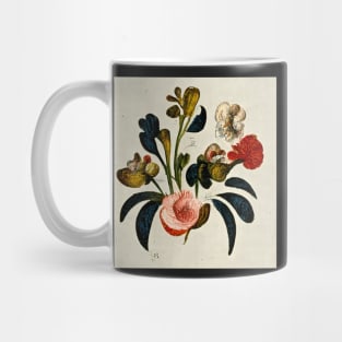 Vintage Red and Pink Flower Drawing Print Mug